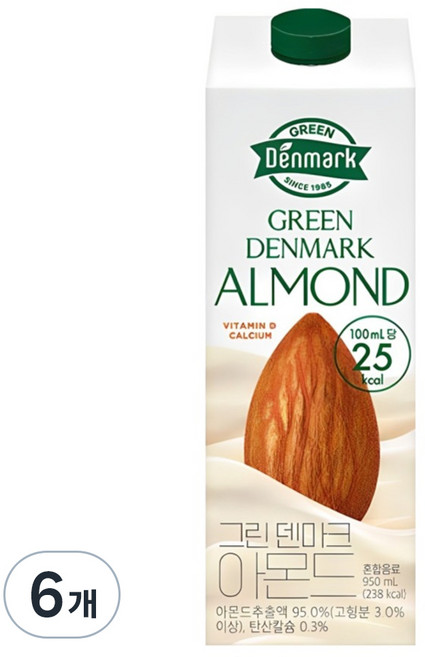 그린덴마크 아몬드, 950ml, 6개