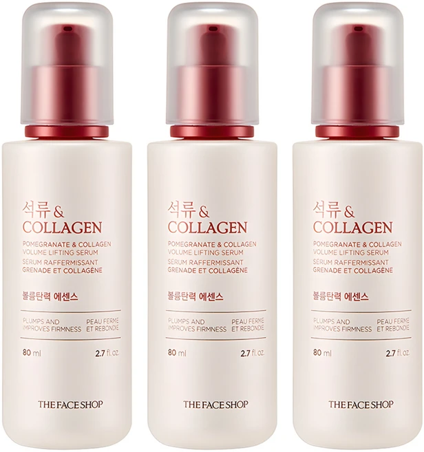더페이스샵 석류 앤 콜라겐 볼륨탄력 에센스, 80ml, 3개 - 쿠팡