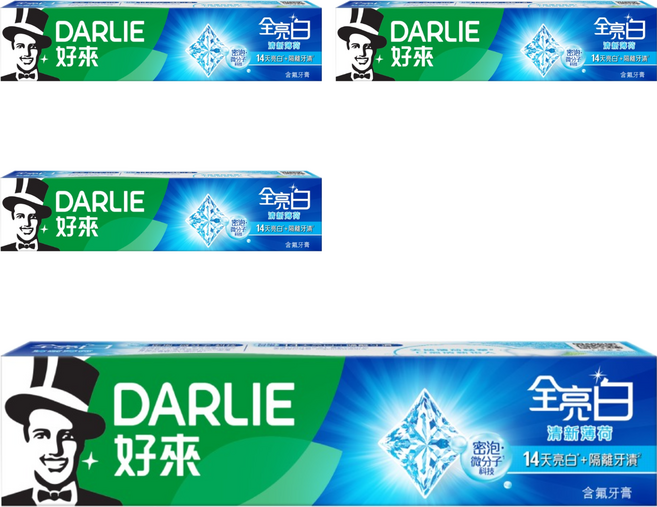 DARLIE 好來 全亮白牙膏 清新薄荷, 140g, 4條