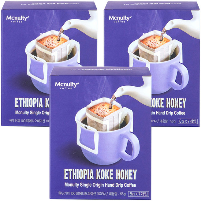 맥널티커피 에티오피아 코케 허니 핸드드립 원두, 8g, 7개입, 3개