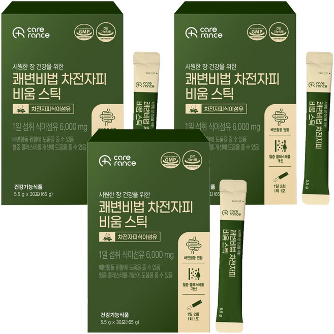 케어란스 쾌변비법 차전자피 비움 스틱, 3개, 30회분