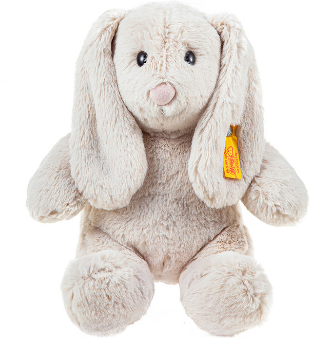Steiff 德國金耳釦泰迪熊 兔子安撫玩偶 080470, 1個, 淺灰色, 28cm