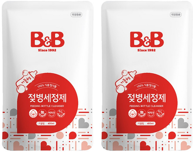 비앤비 젖병세정제 거품형 리필, 400ml, 2개