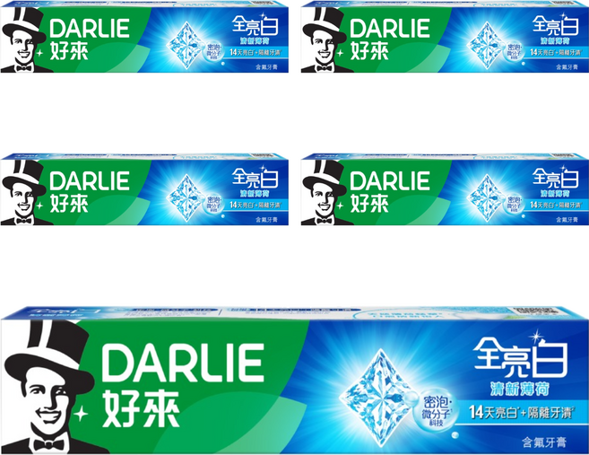 DARLIE 好來 全亮白牙膏 清新薄荷, 140g, 5條