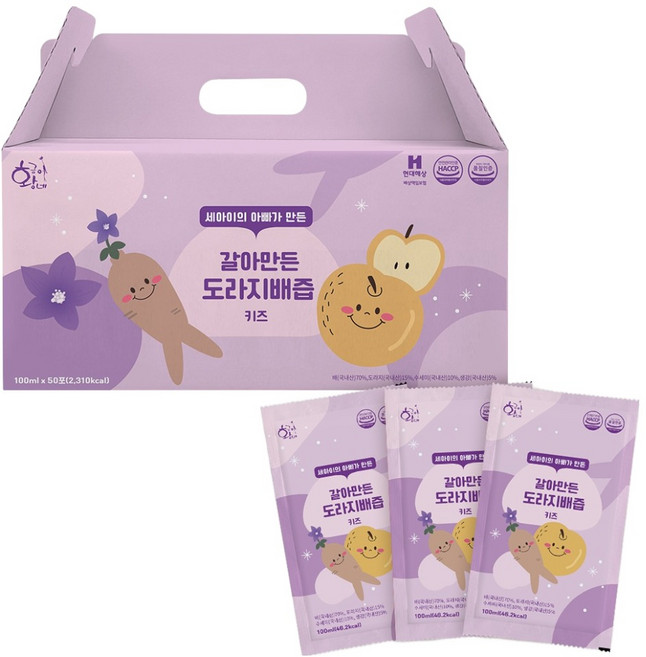 황금이네 아동용 갈아만든 도라지배즙, 100ml, 50개