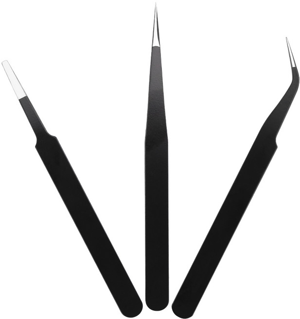 탐사 다용도 트위저 핀셋 3종 세트, 블랙, 1세트
