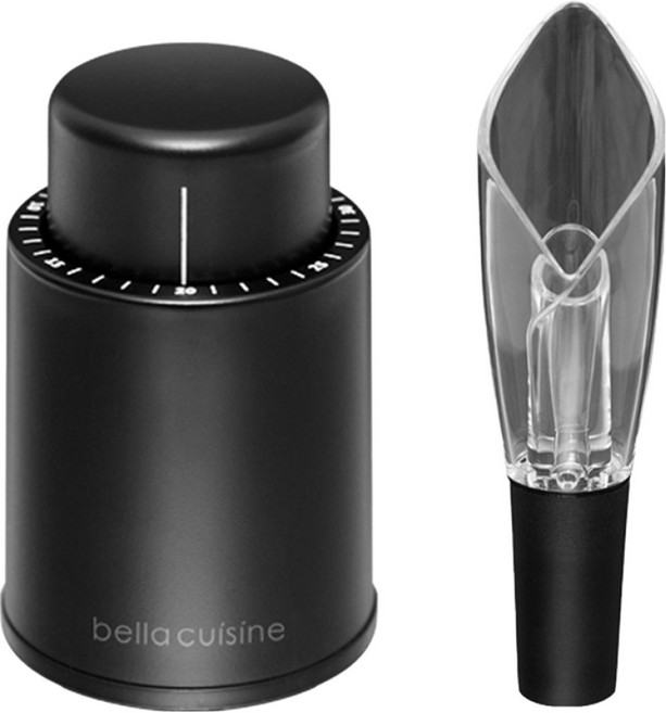 벨라쿠진 블랙라인 에어레이터 & 푸어러 + 와인 진공 스토퍼, 1세트