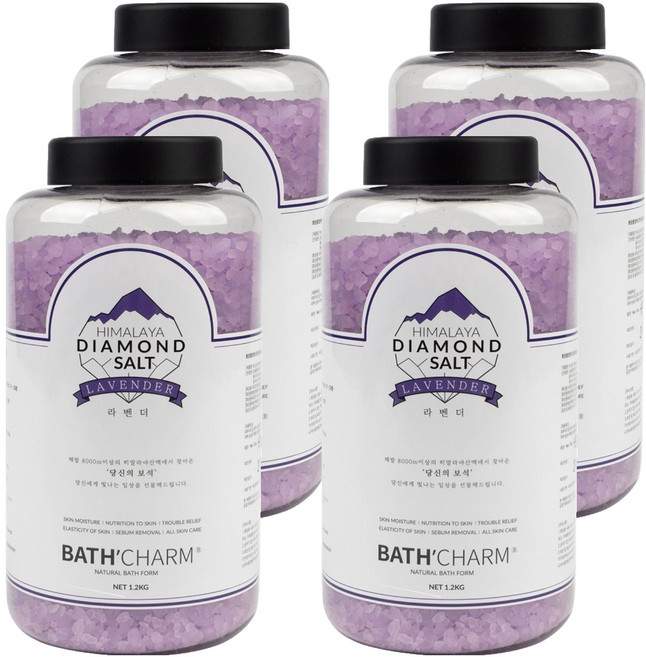 바스참 히말라야 다이아몬드솔트 입욕제 라벤더, 1.2kg, 4개