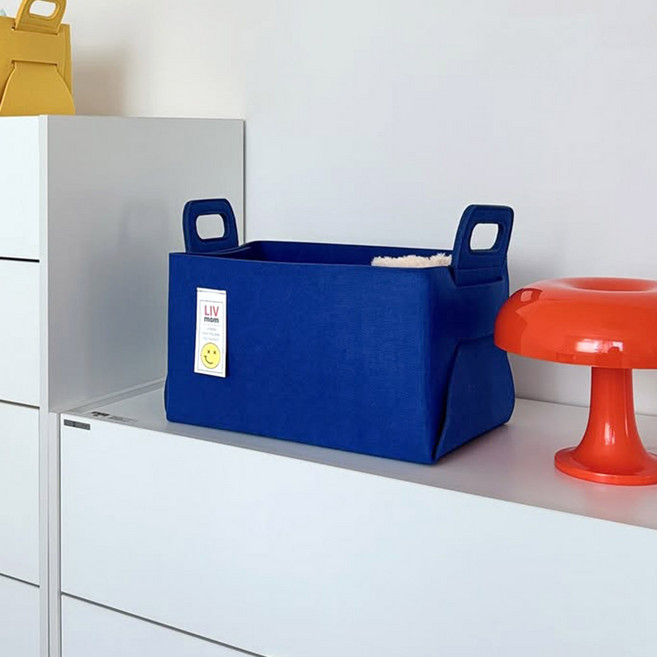 리브맘 접이식 펠트 비비드 수납바구니, 블루, 1개