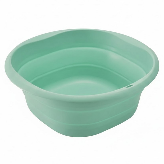 日本SP SAUCE 攜帶式可吊掛折疊臉盆 小型 26 x 26 x 8.5cm 190g, 粉綠色, 1個