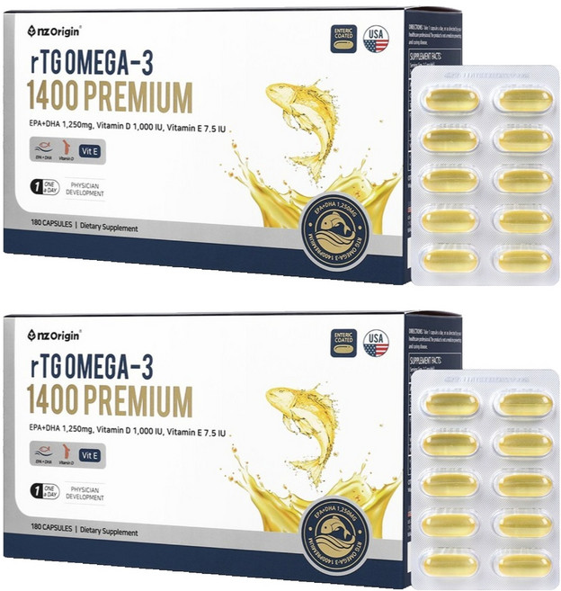 엔젯오리진 알티지 오메가3 1400 프리미엄, 180정, 2개
