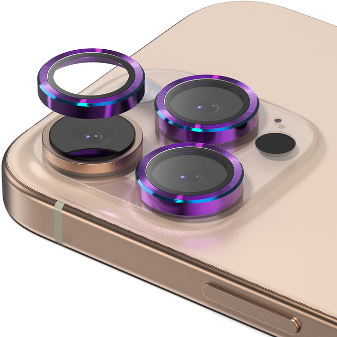 신지모루 AR 빛번짐방지 메탈 프레임 링 휴대폰 카메라 렌즈 강화유리 액정보호필름 오로라, 1개