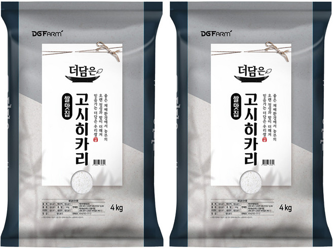 더담은 2025년산 햅쌀 고시히카리 백미, 특등급, 4kg, 2개