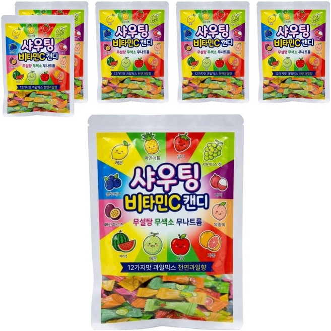 無糖 無鈉 12種水果綜合口味 迷你維他命C薄荷糖 180入, 200g, 6個