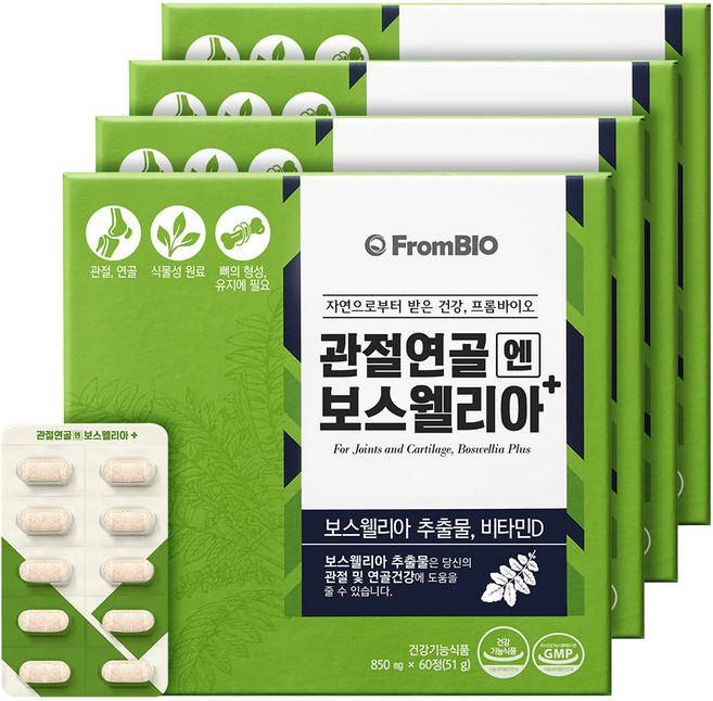 프롬바이오 관절연골엔 보스웰리아 플러스 51g, 60정, 4개