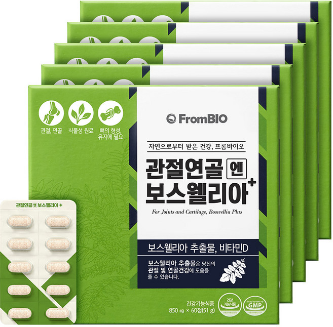 프롬바이오 관절연골엔 보스웰리아 플러스 51g, 60정, 5개