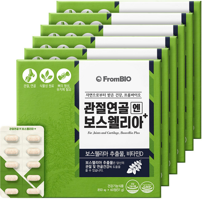 프롬바이오 관절연골엔 보스웰리아 플러스 51g, 60정, 6개