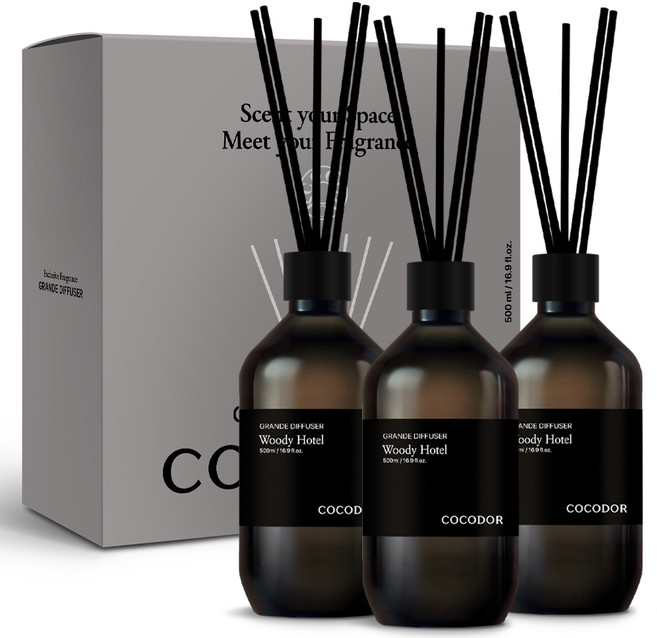코코도르 그란데 디퓨저, 우디호텔, 500ml, 3개