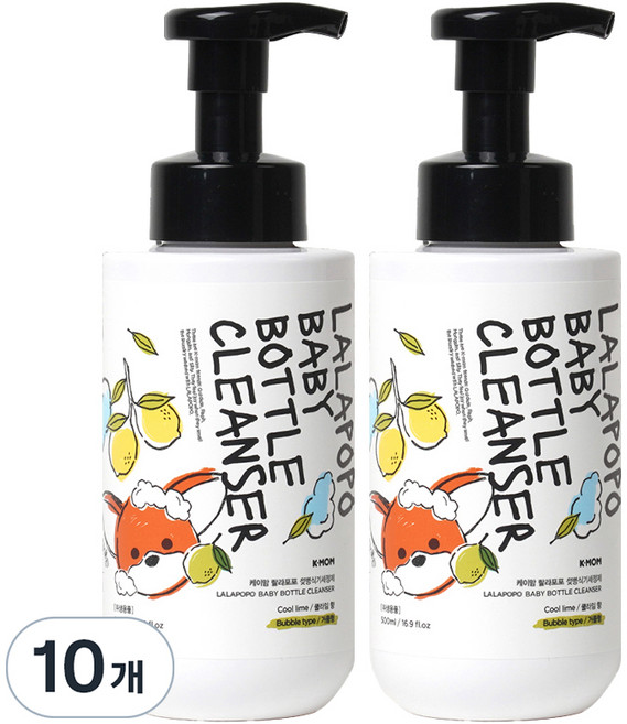 케이맘 랄라포포 유아용 젖병식기세정제 거품형 쿨라임향, 500ml, 10개