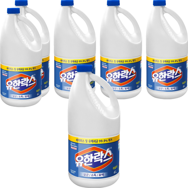 유한락스 레귤러 용기형, 4L, 6개
