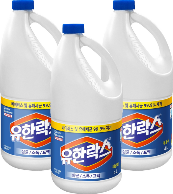 유한락스 레귤러 용기형, 4L, 3개