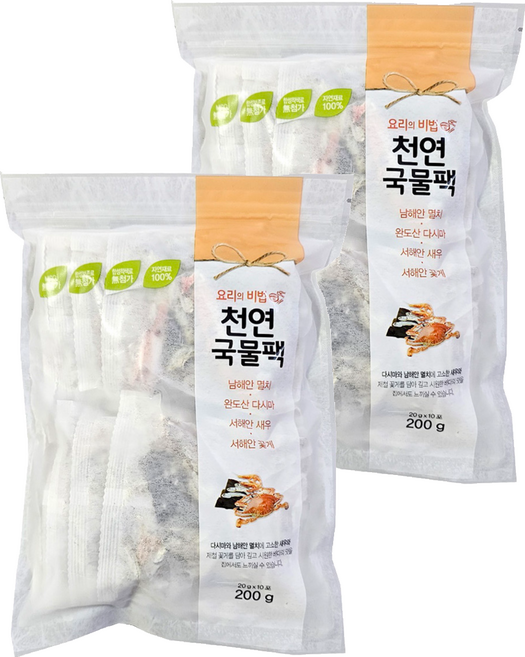 해심 꽃게 천연국물팩, 200g, 2개