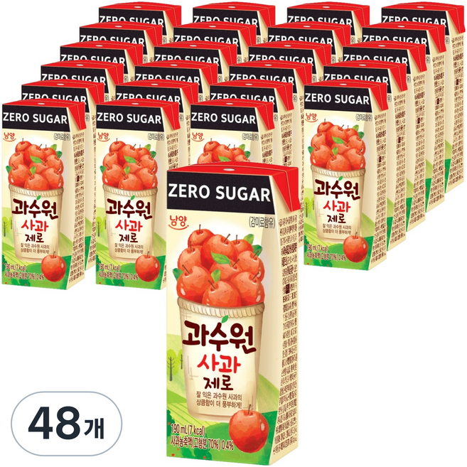 남양과수원 제로 사과, 190ml, 48개