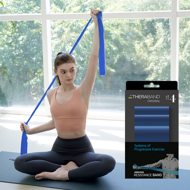 세라밴드 오리지널 탄성저항 밴드 4단계 + 운동포스터, 블루, 1개