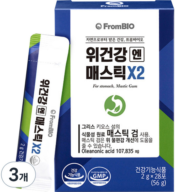 프롬바이오 정품 위건강엔 매스틱X2, 56g, 3개