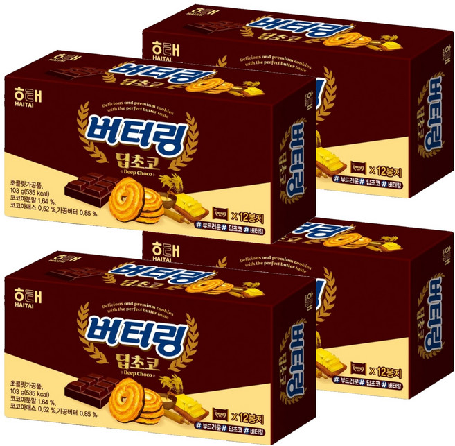 해태제과 버터링 딥초코 12p, 103g, 4개
