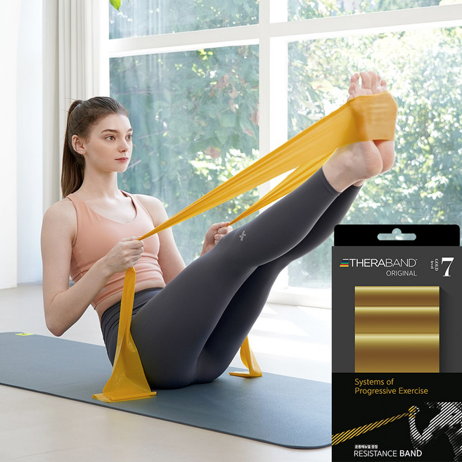 세라밴드 오리지널 7단계 + 운동포스터, 골드, 1개