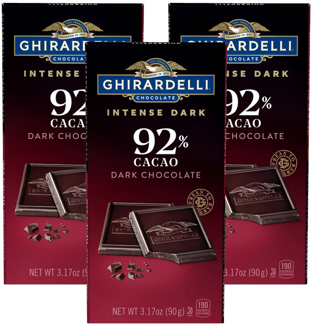 기라델리 인텐스다크 카카오 92%, 90g, 3개