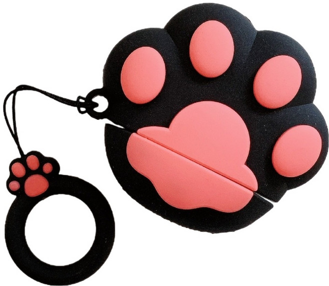 에델린 에어팟 고양이 발바닥 낙하 방지 보호 케이스, 블랙 캣츠클로, 1개, Airpods Pro 3