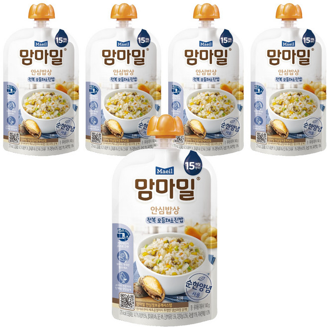 맘마밀 안심밥상 레토르트 이유식, 전복 모듬채소진밥, 140g, 5개