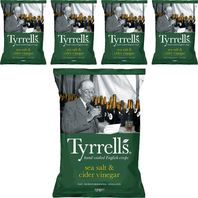 Tyrrells 泰勒思 洋芋片 海鹽蘋果醋口味, 150g, 5包