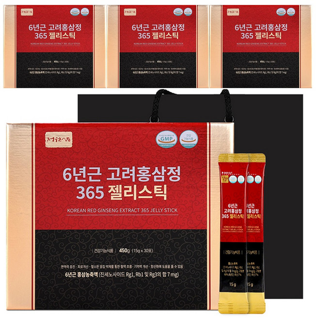 정원삼 6년근 고려홍삼정365 젤리스틱 30p, 450g, 4개
