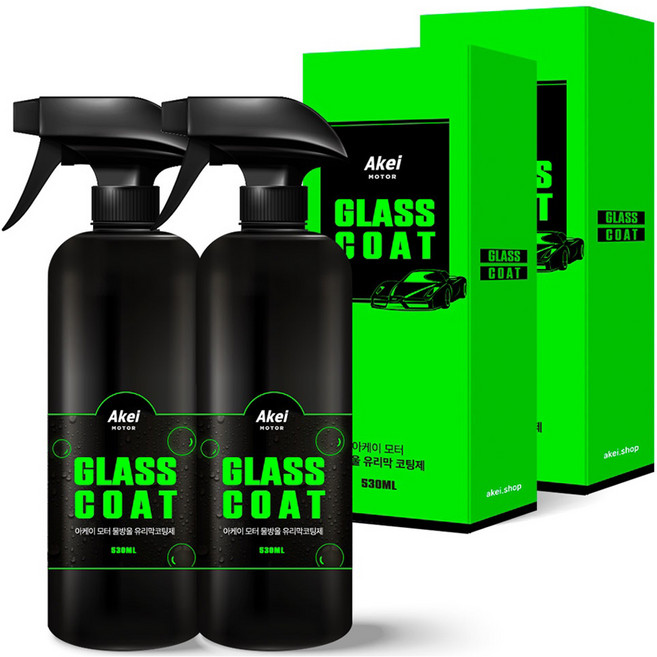 아케이 모터 물방울 유리막 코팅제, 530ml, 2개