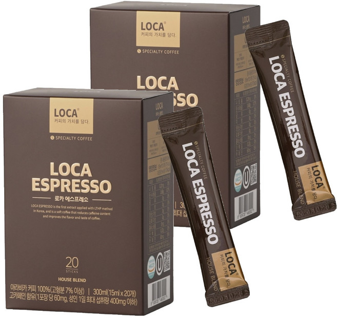 로카에스프레소 액상 원두커피스틱 하우스 블렌드, 15ml, 20개입, 2개