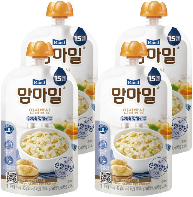 Mammameal 安心餐桌孩童副食品調理包 15個月以上適用, 糯米雞湯軟飯, 140g, 4包