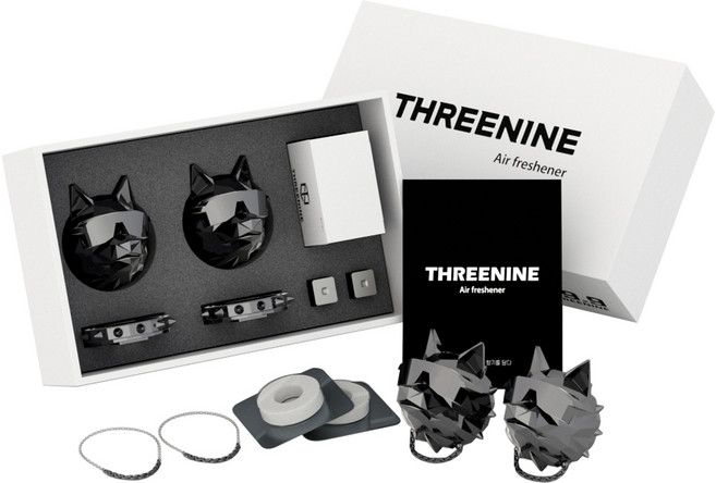 쓰리나인 불독 프리미엄 디퓨저 힙한늑대 차량용 방향제 크롬블랙 2p + 향 2p 세트, 1개, 클린코튼