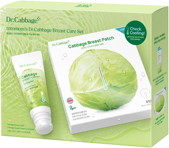튼튼맘스 닥터캐비지 양배추 가슴 케어 세트, 가슴팩 28ml(8P) + 가슴크림 100ml, 1세트