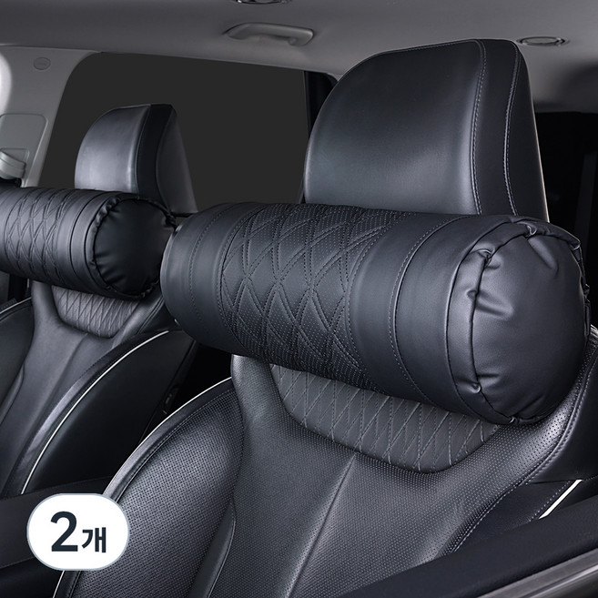메이튼 차량용 순정컬러 초대형 목쿠션, 블랙, 2개