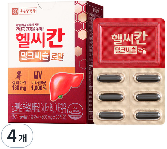 종근당건강 헬씨칸 밀크씨슬 로얄 24g, 30정, 4개