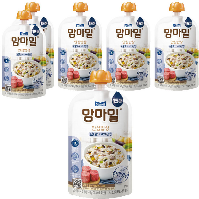 맘마밀 안심밥상 레토르트 이유식, 소불고기 가지진밥, 140g, 6개