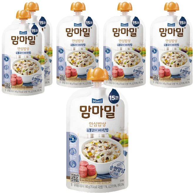 맘마밀 안심밥상 레토르트 이유식, 소불고기 가지진밥, 6개, 140g - 쿠팡