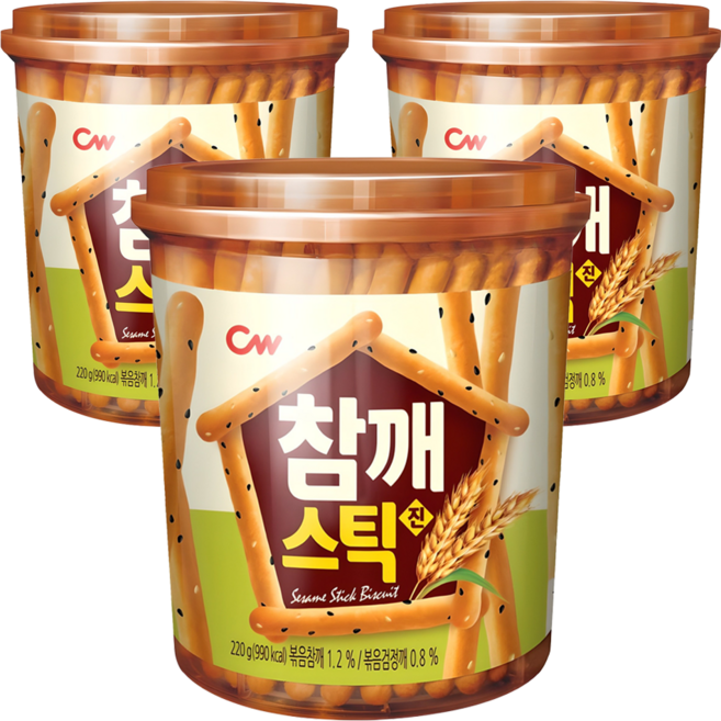 청우식품 참깨스틱 진, 220g, 3개