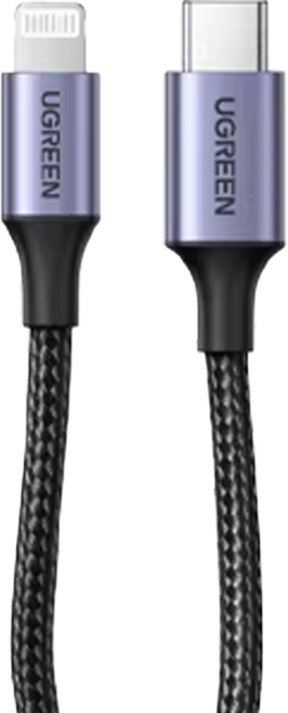UGREEN 綠聯 充電線 傳輸線 MFi彈簧伸縮版 USB-C - Lightning, 1.5m, 雅典黑, 1個