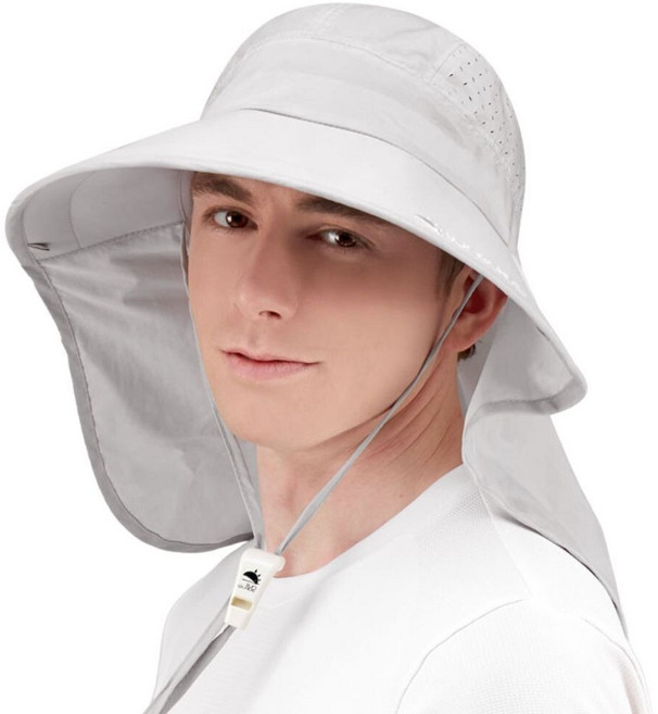썬글레이드 성인용 UV 와이드 아쿠아 플랩캡, 라이트 그레이, 1개