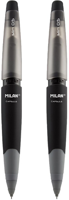 MILAN CAPSULE 繽紛果凍自動鉛筆 HB 時尚灰, 0.5mm, 2支