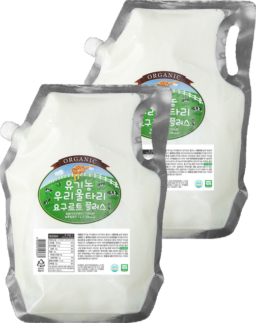 유기농우리울타리 유기가공식품 인증 요구르트 플러스, 2L, 1개입, 2개
